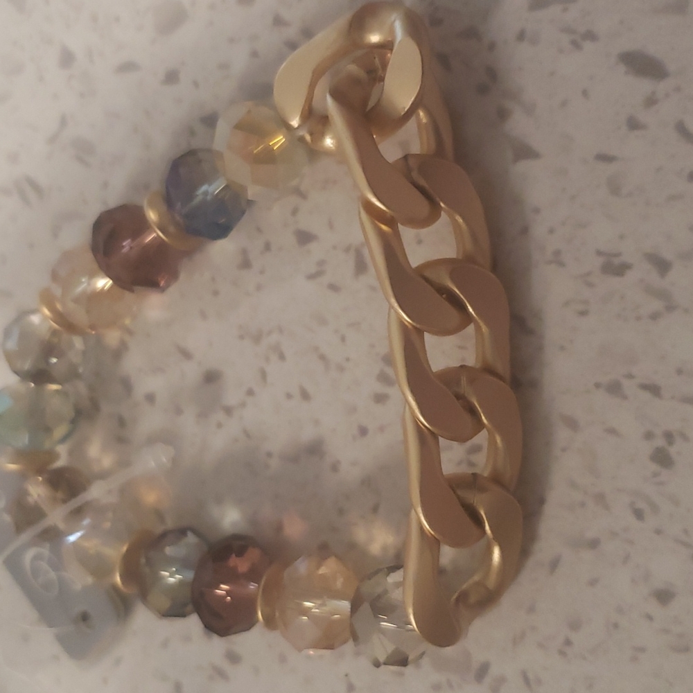 New boutique gold tone chunky beaded bracelet - Picture 5 of 7